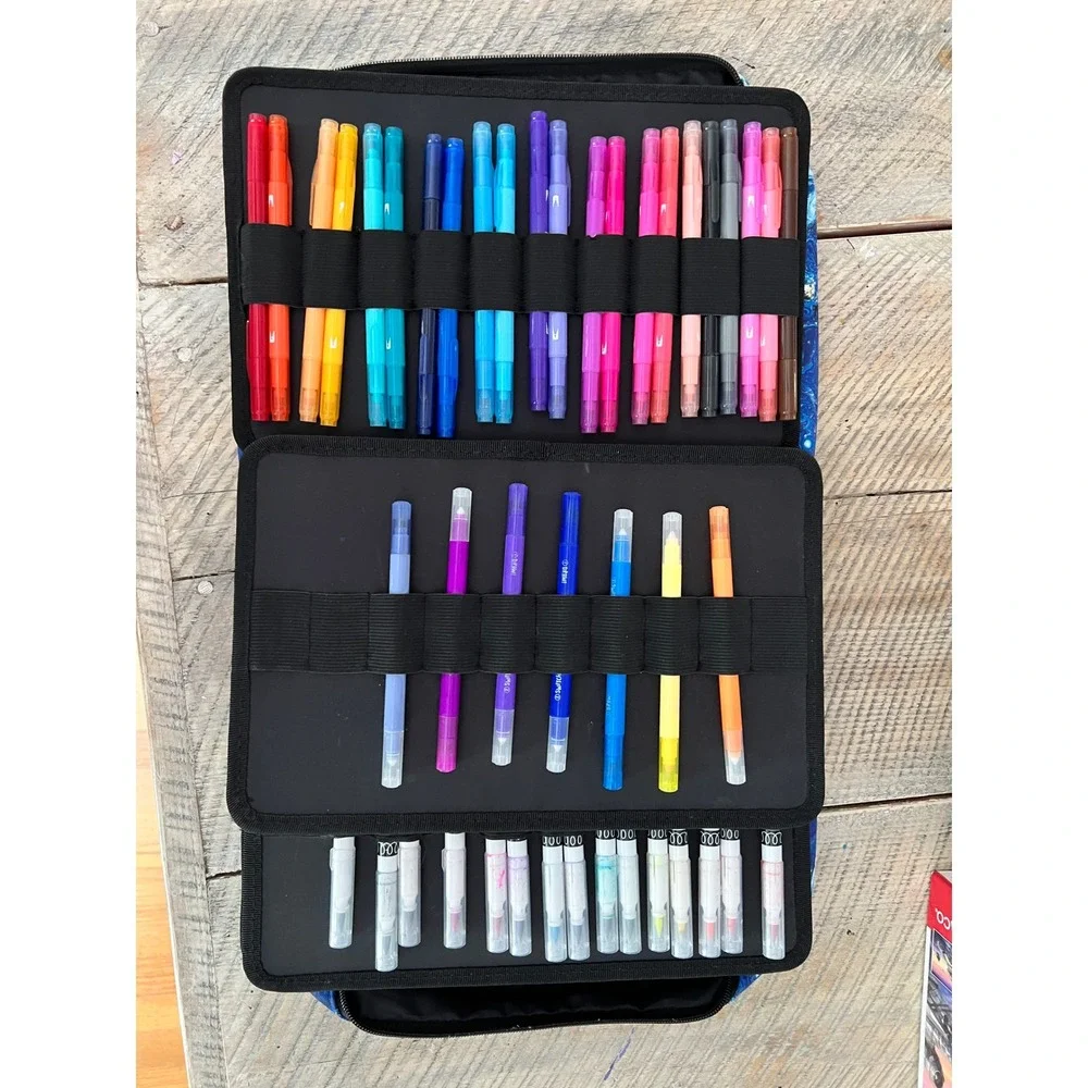 Starry Night Large Capacity Pencil Case Organizer with Assorted Working Markers